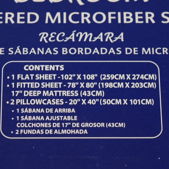 NEW Huntington Home Embroidered Microfiber 4 Piece Bed Sheet Set King Beige Aldi - Picture 3 of 7